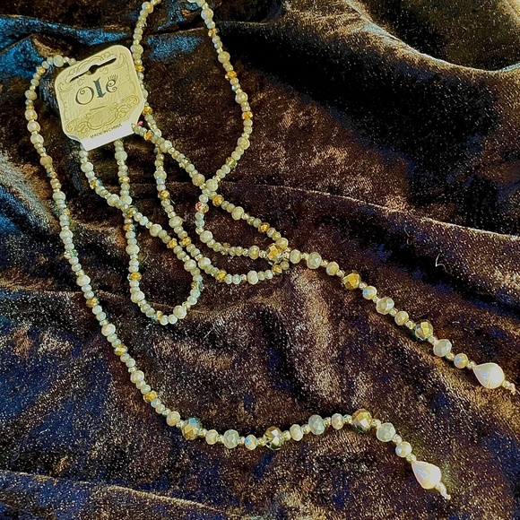Ole' Grey & Brown Crystal and Pearl Necklace - Picture 3 of 5